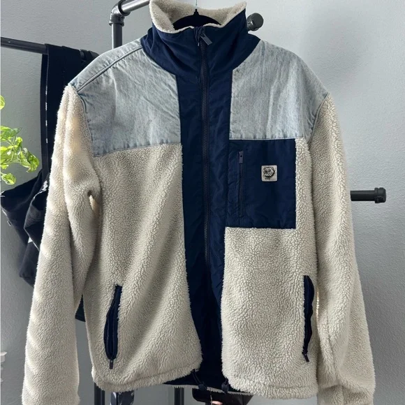 BDG Navy and Cream Sherpa Jacket - Picture 1 of 3